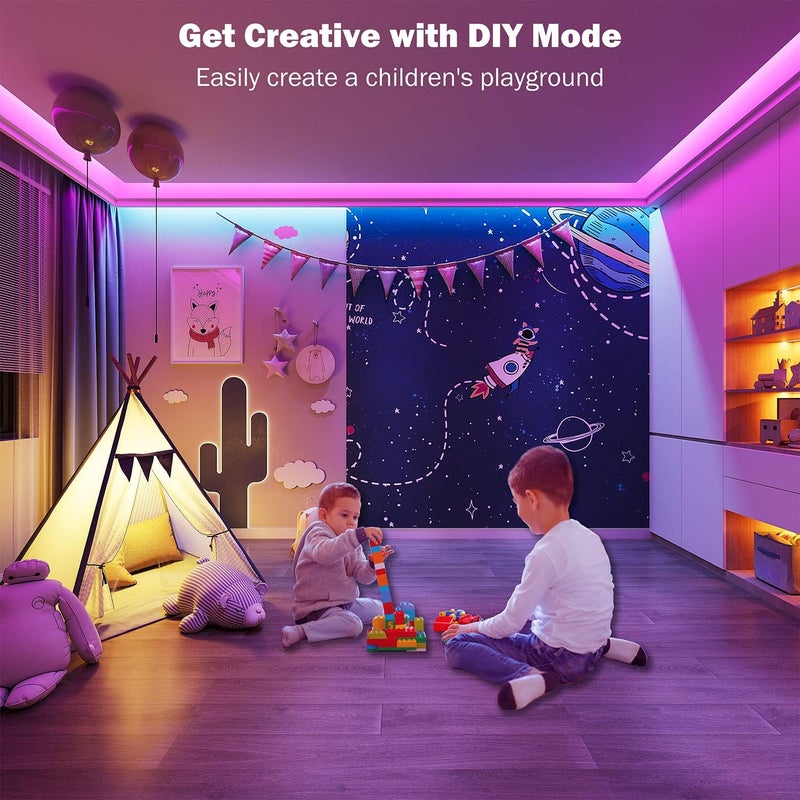 Leeleberd 50ft Led Lights for Bedroom, Bluetooth Smart APP Control RGB Color Changing Led Strip Lights with Remote Control and Power Adapter Led Lights for Room Kitchen Party Home Decoration - Image 5